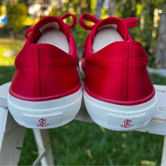 GORGEOUS! Lauren Ralph Lauren Cherry Red Satin Sneakers🍒 - Picture 6 of 11